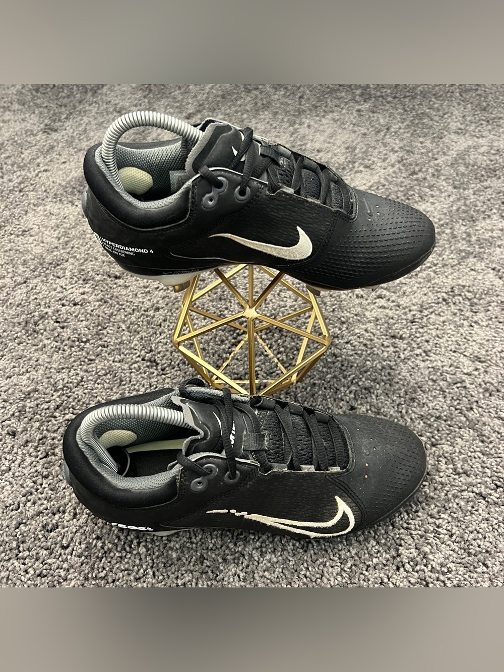Nike Hyperdiamond 4 Elite Cleats Women’s Size 7.5 Softball Black Spikes Shoes